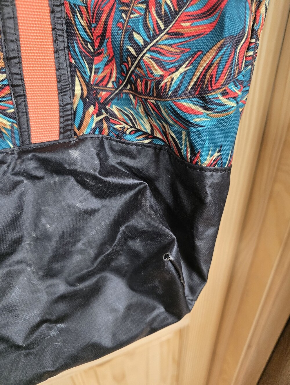 Teal Tropical Tote Bag with Coral Straps - Picture 8 of 14